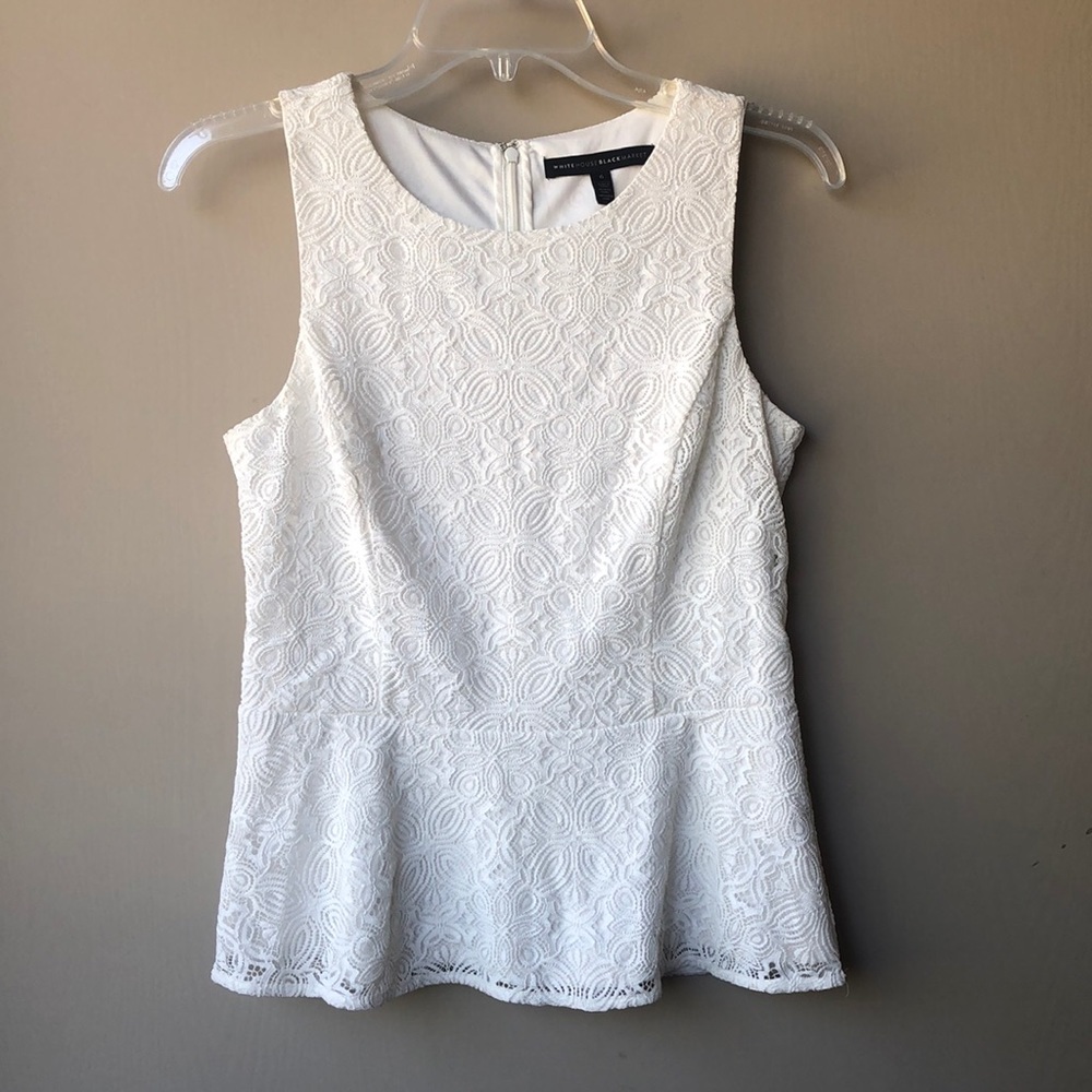 White House Black Market Lace Peplum Blouse